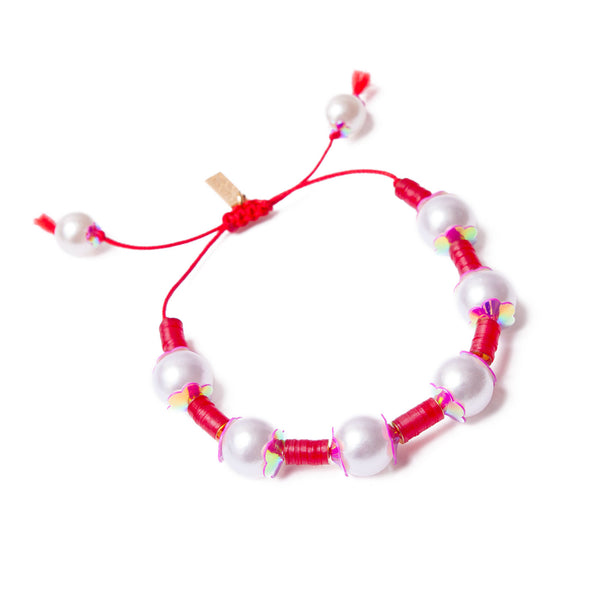bracelet FLOWER GLITTER avec sequins et 8 perles - La Môme Bijou - OUTLET SOLDE