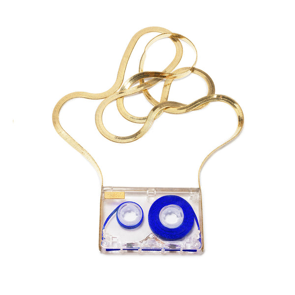 COLLIER MICRO-CASSETTE À RUBAN BLEU - La Môme Bijou - collier gold plated K7 Necklace necklaces Nulls.Net-Hidden plaqué or SOLDE