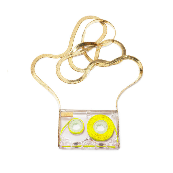 COLLIER MICRO-CASSETTE À RUBAN JAUNE - La Môme Bijou - collier gold plated K7 Necklace necklaces Nulls.Net-Hidden plaqué or SOLDE