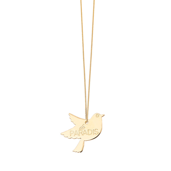 collier avec un oiseau de paradis - La Môme Bijou - argent 925 collier Gold Plated length mamanpoule Necklace plaqué or rose Silver 925