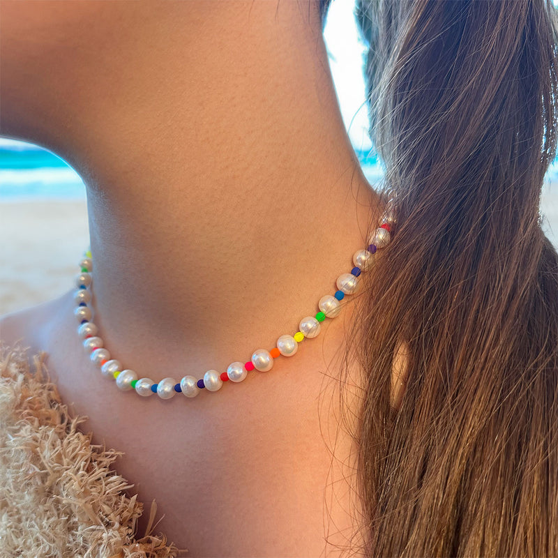 COLLIER EN PERLES - La Môme Bijou - collier Necklace perle PRIDE STACK SUNSET