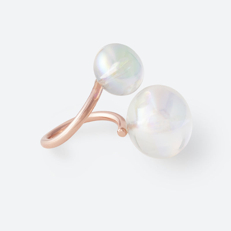 *NEW* BAGUE 2 PERLES TWIST (MAXI) - La Môme Bijou - bague bulle DMB24 plaqué or rose ring rose gold plated