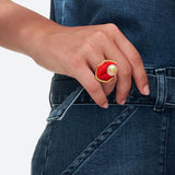BAGUE AVEC BOUCHE BRODÉE ET PERLE - La Môme Bijou - bague bulle GUM INCONTOURNABLE ring SAINT VALENTIN SELECT