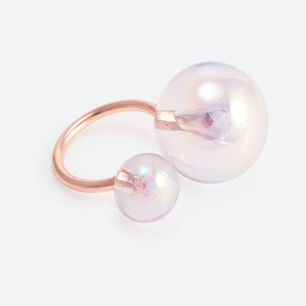 BAGUE BULLE 2 PERLES "DUO"(3 MODÈLES) - La Môme Bijou - bague bulle DMB23 DMB24 INCONTOURNABLE NEW plaqué or rose ring rose gold plated SELECT XMAS23