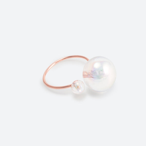 BAGUE 2 PERLES (MINI) - La Môme Bijou - bague bulle DMB23 NEW Nulls.Net-Hidden plaqué or rose ring rose gold plated