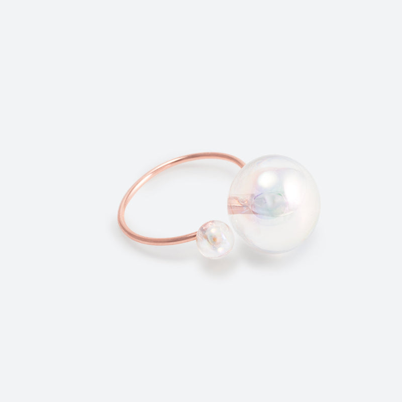 BAGUE 2 PERLES (MINI) - La Môme Bijou - bague bulle DMB23 NEW Nulls.Net-Hidden plaqué or rose ring rose gold plated