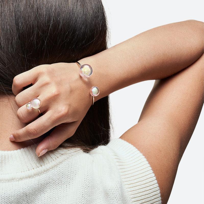 *NEW* JONC 2 PERLES - La Môme Bijou - bangle bracelet bulle DMB24 Jonc plaqué or rose rose gold plated
