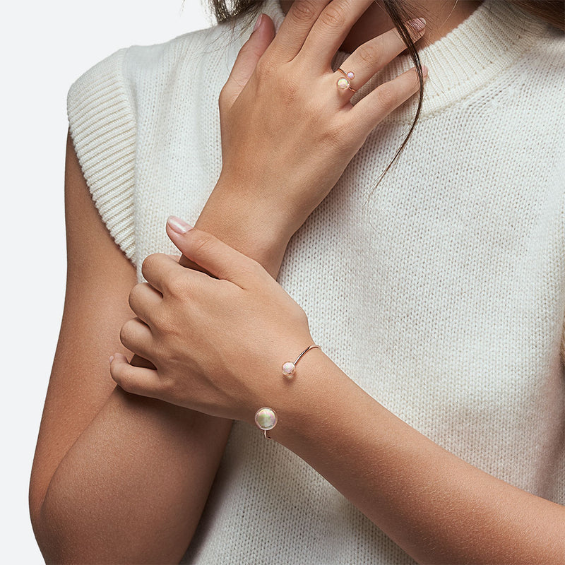 *NEW* JONC 2 PERLES (MINI) - La Môme Bijou - bangle bracelet bulle DMB24 Jonc plaqué or rose rose gold plated