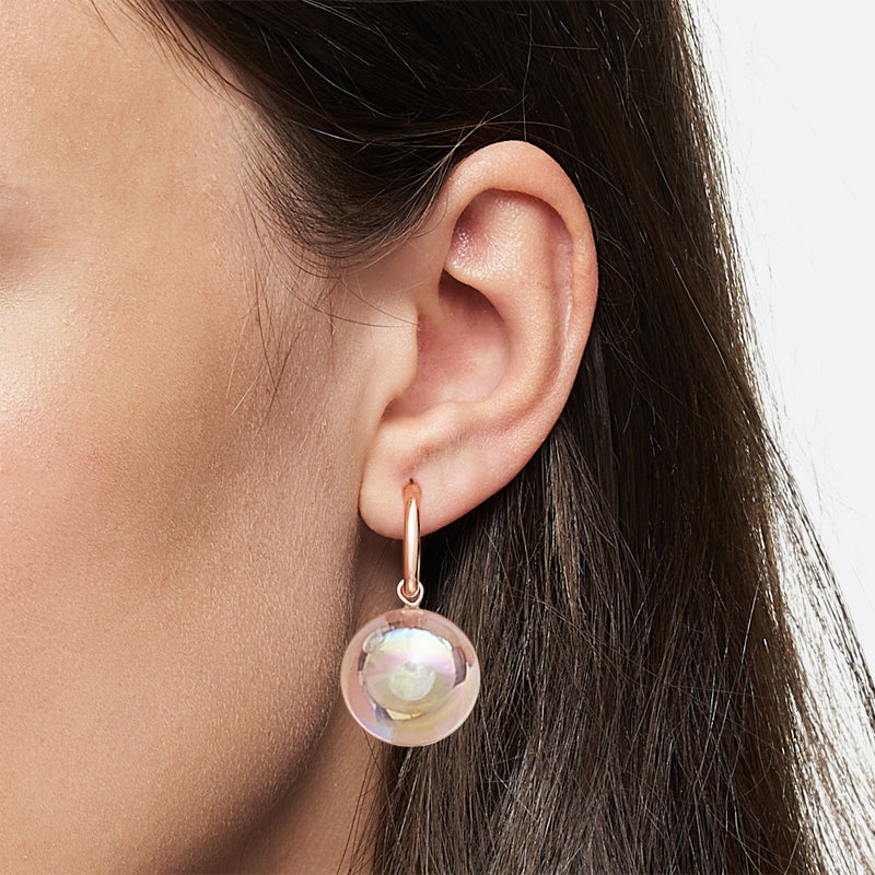 *NEW* CRÉOLES PERLE - La Môme Bijou - boucle d'oreille boucles d'oreilles bulle creole DMB24 earring earrings hoop hoops Palladium plaqué or rose rose gold plated