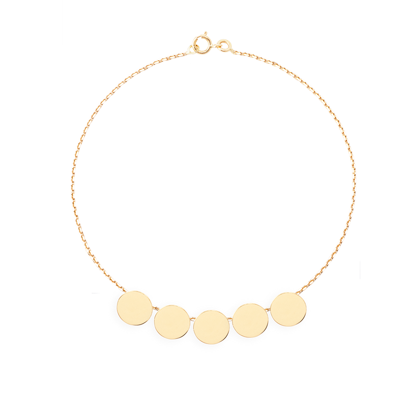 BRACELET PERSONNALISÉ AVEC CINQ MÉDAILLES EN OR 18 CARATS - La Môme Bijou - 18k gold Multi or 18 carats