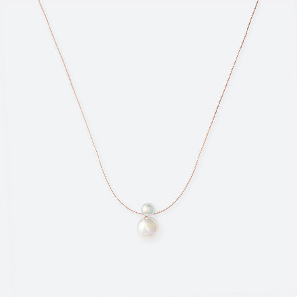 COLLIER BULLE À 2 PERLES (DEUX TAILLES) - La Môme Bijou - bulle collier DMB DMB24 Necklace necklaces Palladium plaqué or rose rose gold plated