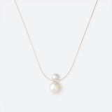 COLLIER "BULLE" À 2 PERLES (DEUX TAILLES) - La Môme Bijou - bulle collier DMB DMB24 Necklace necklaces Palladium plaqué or rose rose gold plated