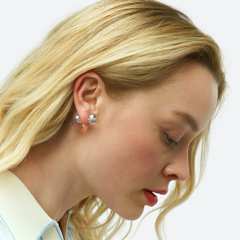 BOUCLE D'OREILLE MONO "2 BULLES" - La Môme Bijou - boucle d'oreille bulle DMB24 earring earrings Nulls.Net-Hidden perle puces d'oreille studs