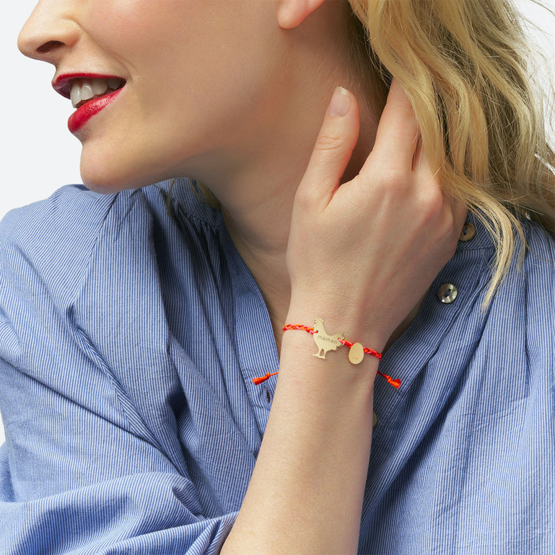 BRACELET PERSONNALISÉ MAMAN POULE SUR CORDON TRESSÉ - La Môme Bijou - FÊTE DES MÈRES mamanpoule Multi