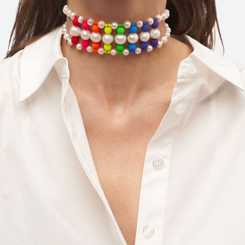 COLLIER "RAS-DU-COU" EN PERLES - La Môme Bijou - collier Necklace perle SUNSET