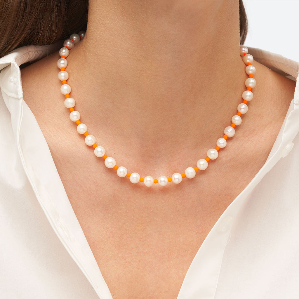 Collier à perle d'aventurine orange en acier inoxydable Bijoux Steel Collier à perle d'aventurine orange en acier inoxydable Bijoux Steel