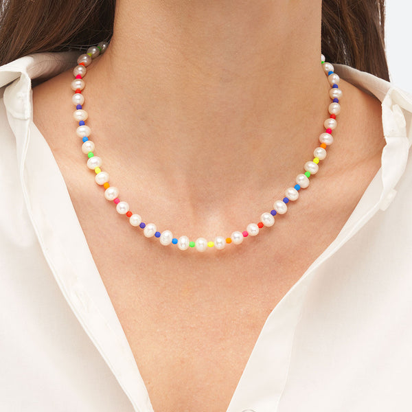 COLLIER EN PERLES - La Môme Bijou - collier Necklace perle PRIDE STACK SUNSET