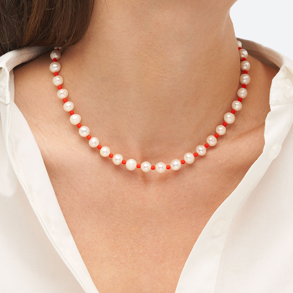 Collier Avec Perles Rouges COLLIER EN PERLES – La Môme Bijou