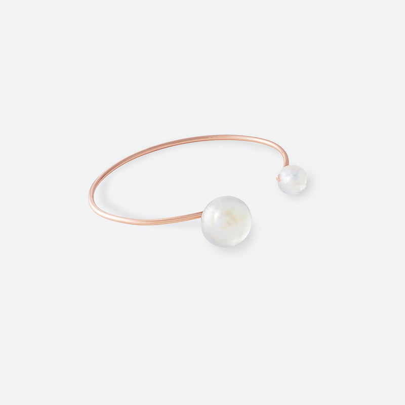 *NEW* JONC 2 PERLES (MINI) - La Môme Bijou - bangle bracelet bulle DMB24 Jonc plaqué or rose rose gold plated