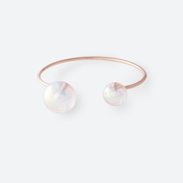 JONC BULLE A 2 PERLES (3 TAILLES) - La Môme Bijou - bangle bracelet bulle DMB DMB24 Jonc plaqué or rose rose gold plated