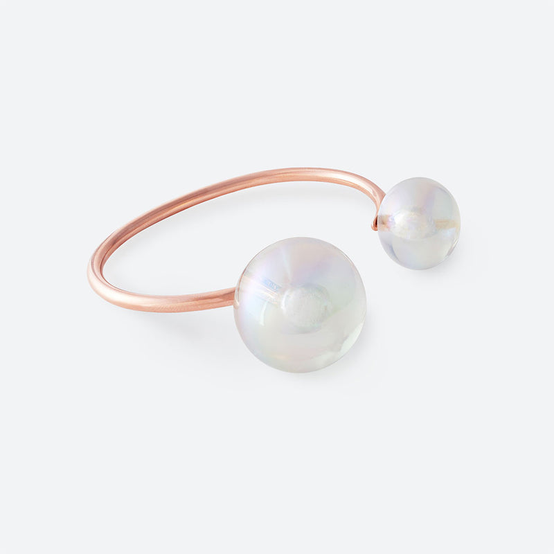 *NEW* JONC 2 PERLES (MAXI) - La Môme Bijou - bangle bracelet bulle DMB24 Jonc plaqué or rose rose gold plated