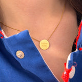 COLLIER AVEC MÉDAILLE RONDE 13mm - BADASS MAMA - La Môme Bijou - argent 925 collier FÊTE DES MÈRES Gold Plated length Necklace plaqué or Silver 925