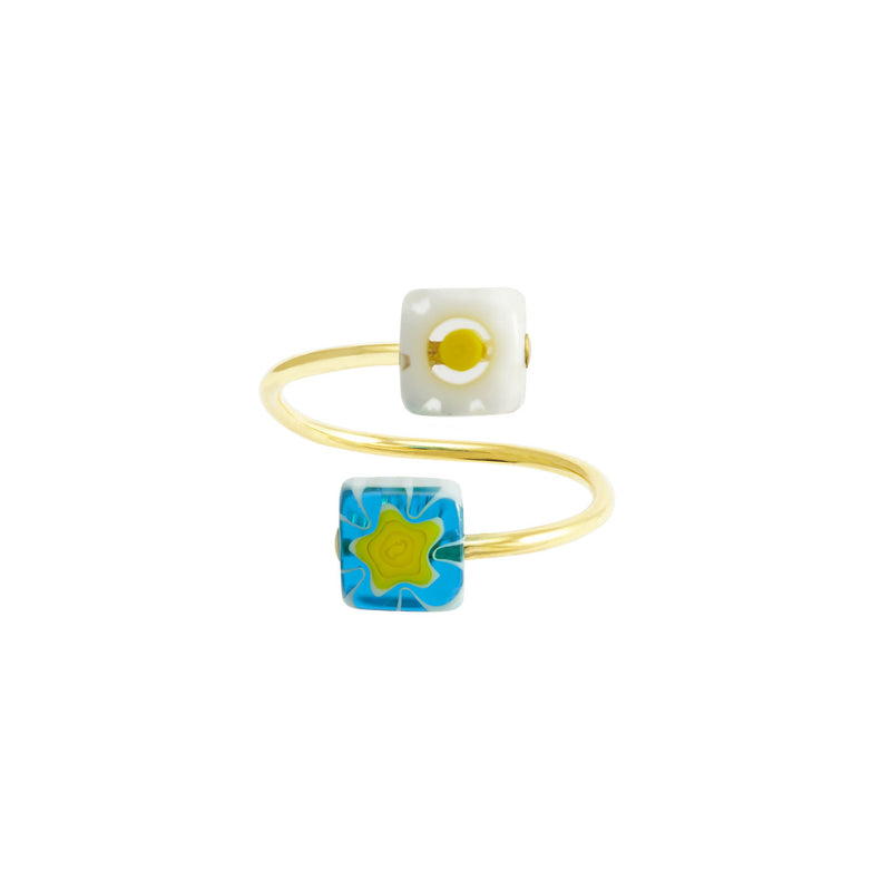 bague avec perles carrées, en verre de Murano - La Môme Bijou - bague bagues BLOSSOM Nulls.Net-Hidden ring SOLDE