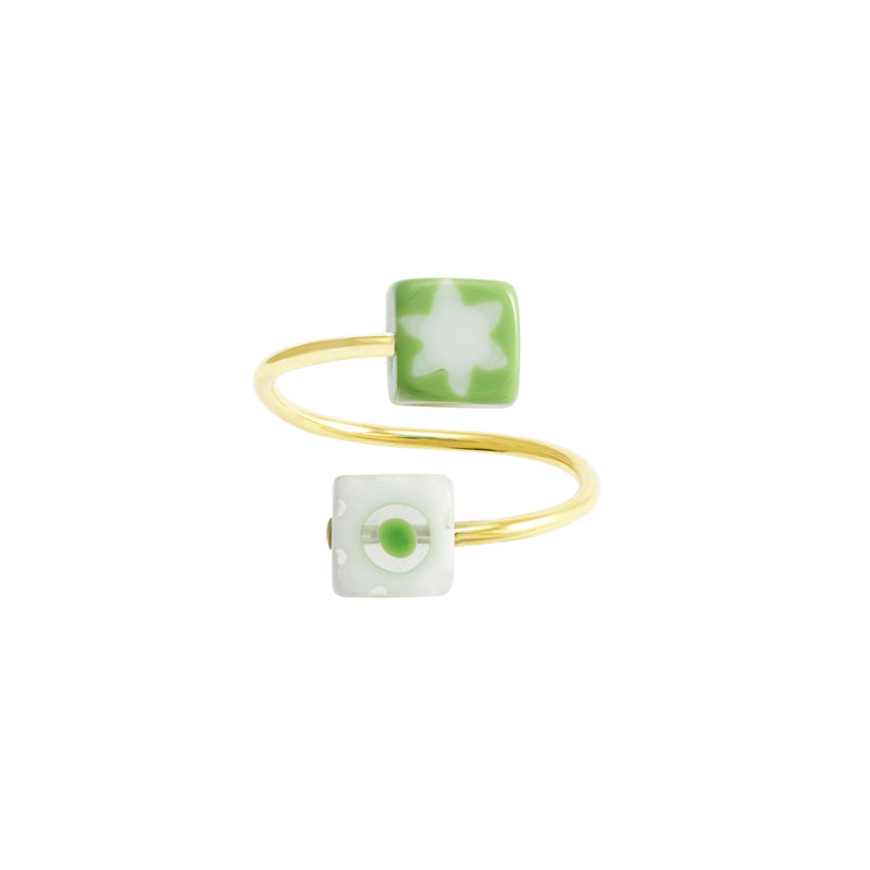 bague avec perles carrées, en verre de Murano - La Môme Bijou - bague bagues BLOSSOM Nulls.Net-Hidden ring SOLDE