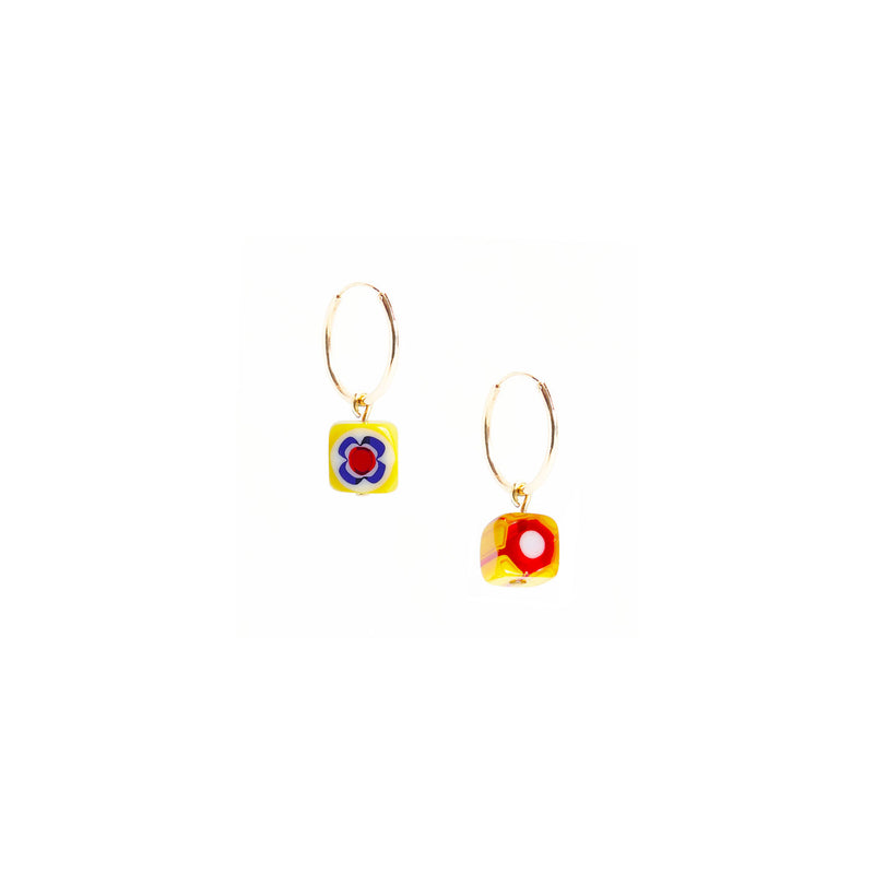 boucles d'oreilles avec perles carrées, en verre de Murano - La Môme Bijou - BLOSSOM boucle d'oreille boucles d'oreilles earring earrings SOLDE