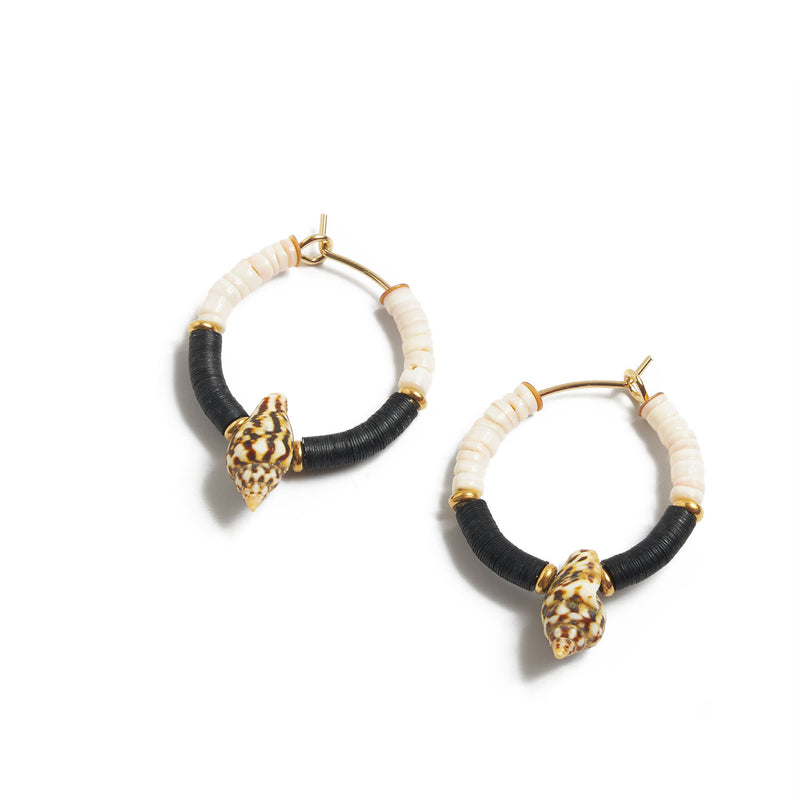 mini créoles avec coquillages et sequins - La Môme Bijou - boucles d'oreilles earrings mini créoles mini hoops SIARGAO SOLDE