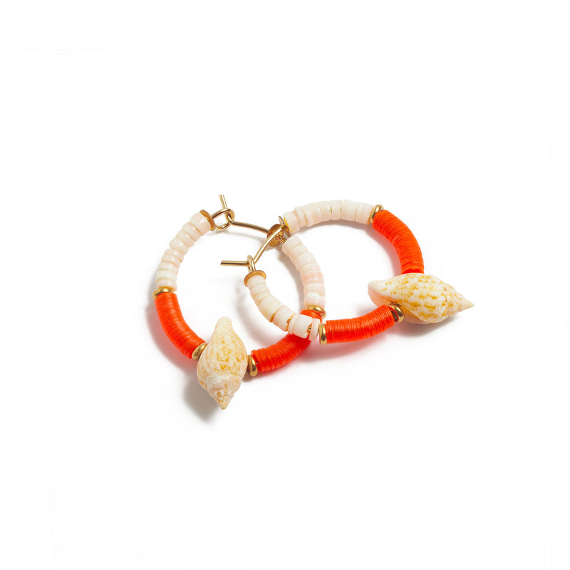 mini créoles avec coquillages et sequins - La Môme Bijou - boucles d'oreilles earrings mini créoles mini hoops SIARGAO SOLDE