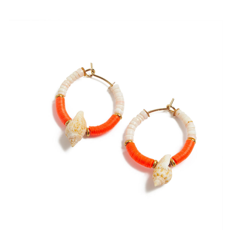 mini créoles avec coquillages et sequins - La Môme Bijou - boucles d'oreilles earrings mini créoles mini hoops SIARGAO SOLDE