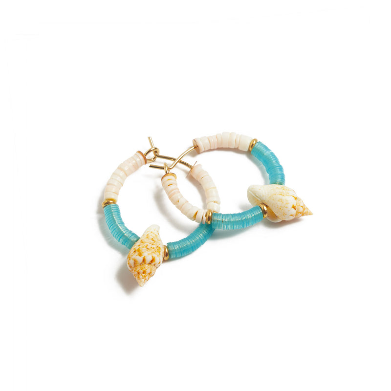 mini créoles avec coquillages et sequins - La Môme Bijou - boucles d'oreilles earrings mini créoles mini hoops SIARGAO SOLDE