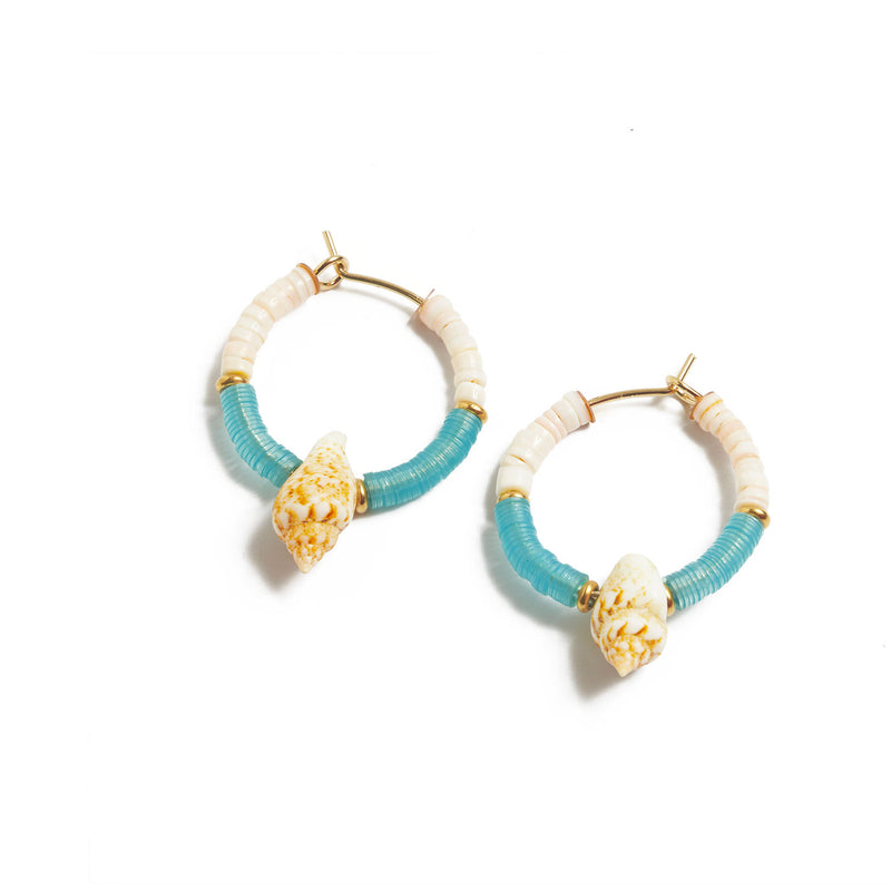 mini créoles avec coquillages et sequins - La Môme Bijou - boucles d'oreilles earrings mini créoles mini hoops SIARGAO SOLDE