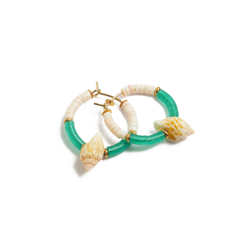 mini créoles avec coquillages et sequins - La Môme Bijou - boucles d'oreilles earrings mini créoles mini hoops SIARGAO SOLDE