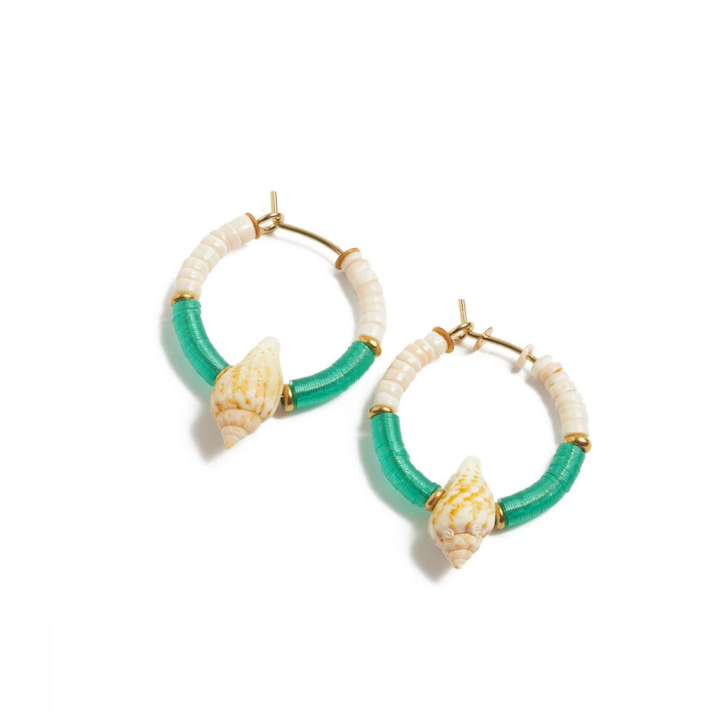 mini créoles avec coquillages et sequins - La Môme Bijou - boucles d'oreilles earrings mini créoles mini hoops SIARGAO SOLDE