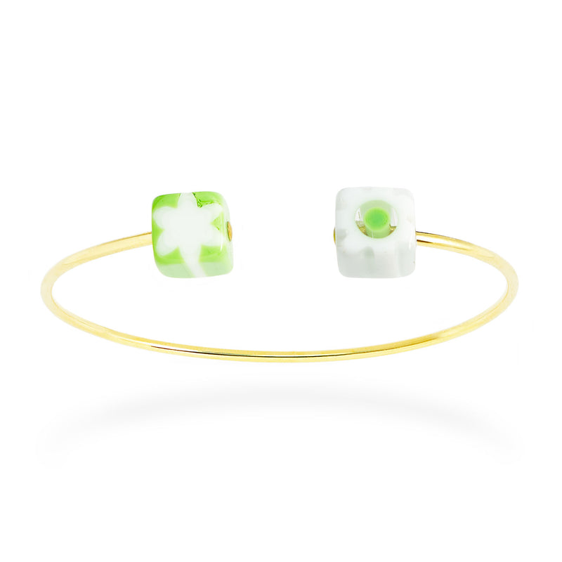jonc avec perles carrées en verre de Murano - La Môme Bijou - BLOSSOM bracelets Jonc SOLDE