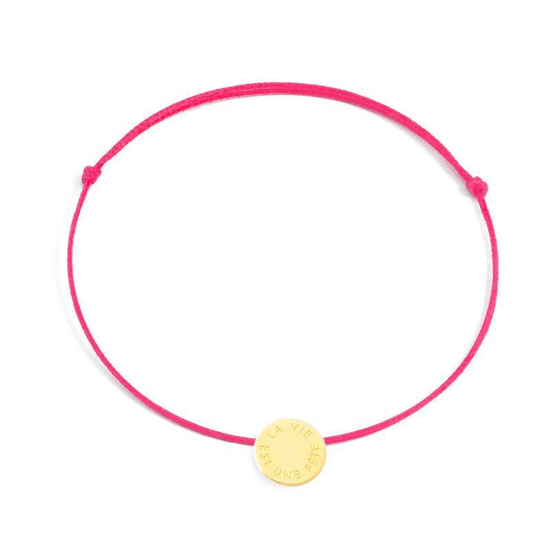 bracelet "LA VIE EST UNE FÊTE" - La Môme Bijou - argent 925 bracelet bracelets Gold Plated got a message IGM Nulls.Net-Hidden plaqué or plaqué or rose rose gold plated Silver 925 sizable