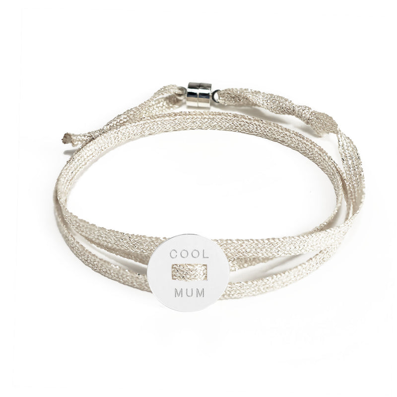 BRACELET "COOL MUM" - MÉDAILLE RONDE - La Môme Bijou - argent 925 bracelet FÊTE DES MÈRES Gold Plated plaqué or Silver 925 sizable