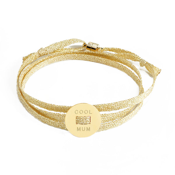 BRACELET "COOL MUM" - MÉDAILLE RONDE - La Môme Bijou - argent 925 bracelet FÊTE DES MÈRES Gold Plated plaqué or Silver 925 sizable
