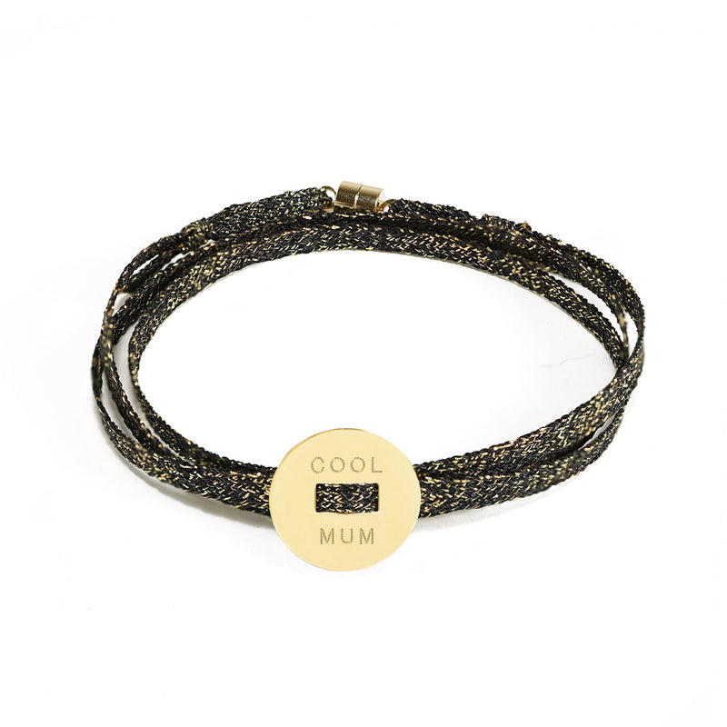 BRACELET "COOL MUM" - MÉDAILLE RONDE - La Môme Bijou - argent 925 bracelet FÊTE DES MÈRES Gold Plated plaqué or Silver 925 sizable