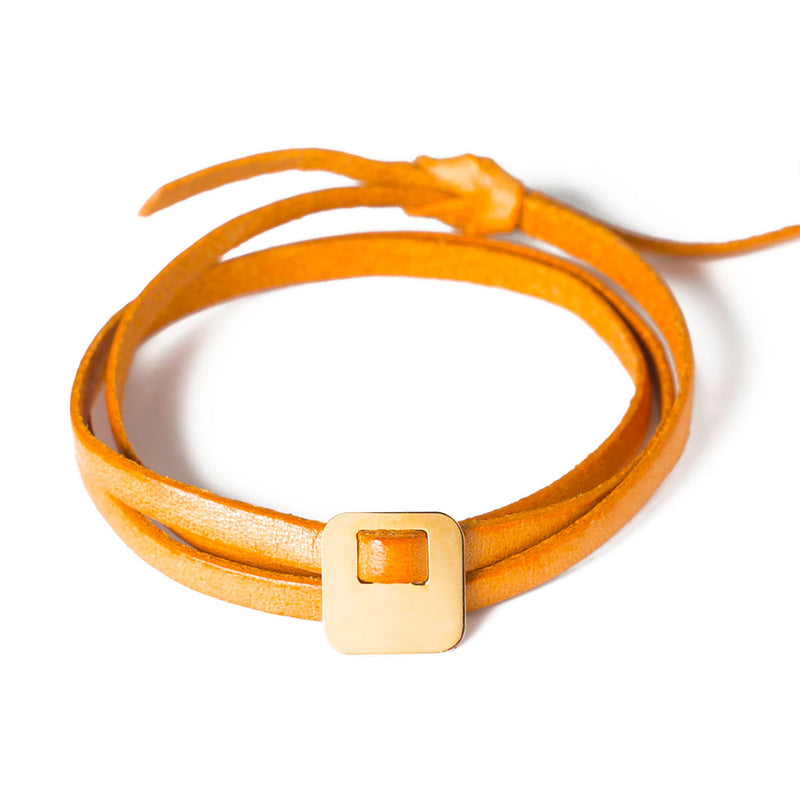 BRACELET INSTAGRIGRI "CUIR" - MÉDAILLE CARRÉE - PERSONNALISABLE - La Môme Bijou - 11mm custom customify customizable customization Gold Plated personnalisable personnalisation plaqué or sizable