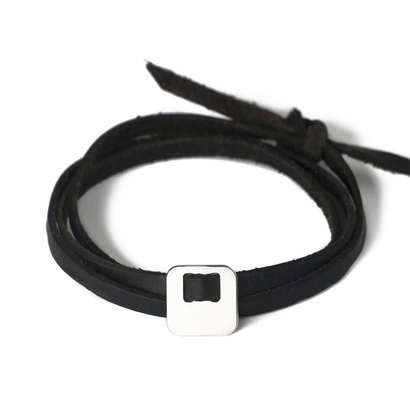 BRACELET INSTAGRIGRI - CUIR en cuir personnalisable avec une médaille carrée en argent 925 - La Môme Bijou - 11mm argent 925 custom customify customizable customization FÊTE DES PÈRES personnalisable personnalisation silver 925