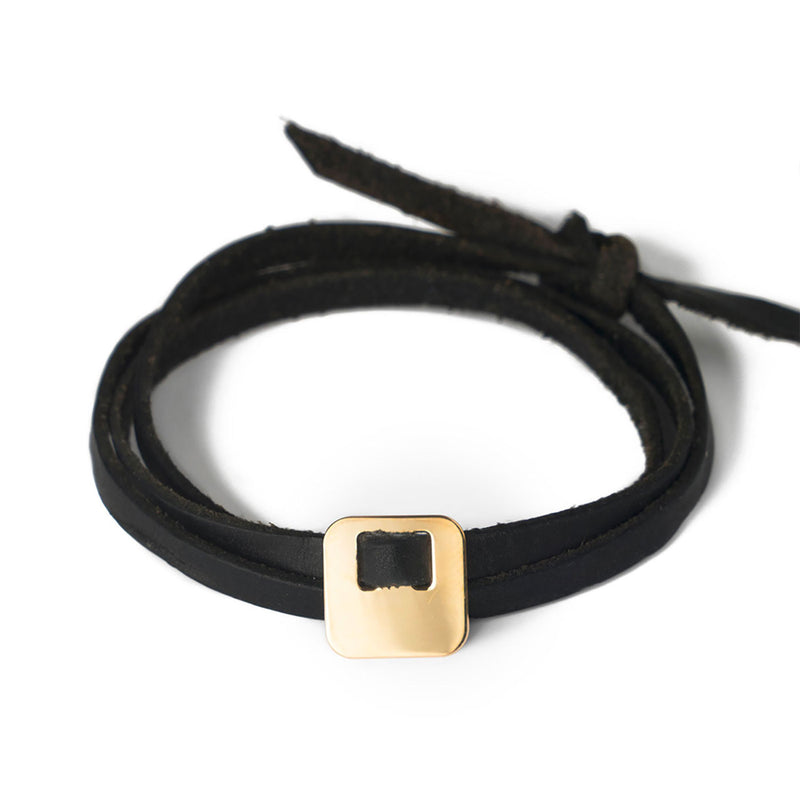 BRACELET INSTAGRIGRI "CUIR" - MÉDAILLE CARRÉE - PERSONNALISABLE - La Môme Bijou - 11mm custom customify customizable customization Gold Plated personnalisable personnalisation plaqué or sizable