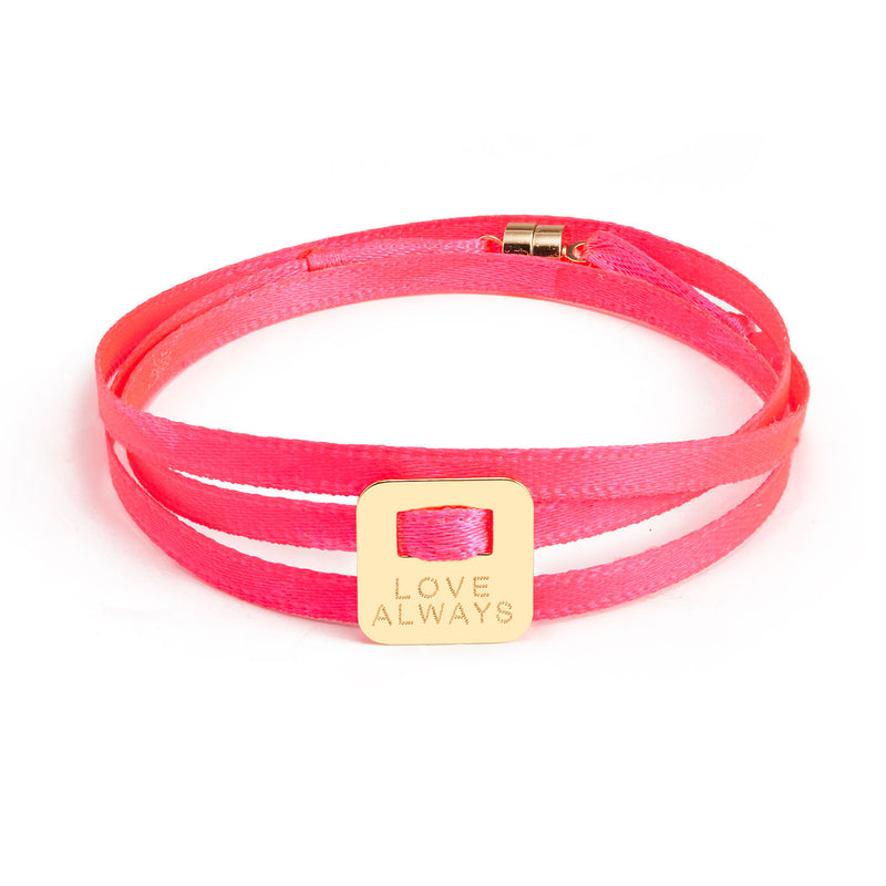 BRACELET LOVE ALWAYS - MEDAILLE CARRÉE - La Môme Bijou - bracelet Gold Plated plaqué or SAINT VALENTIN sizable