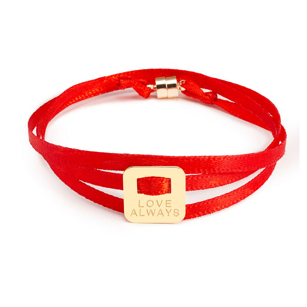 BRACELET LOVE ALWAYS - MEDAILLE CARRÉE - La Môme Bijou - bracelet Gold Plated plaqué or SAINT VALENTIN sizable