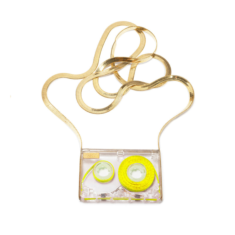 COLLIER MICRO-CASSETTE À RUBAN JAUNE - La Môme Bijou - collier gold plated K7 Necklace necklaces Nulls.Net-Hidden plaqué or