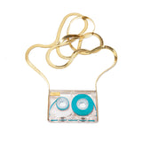 COLLIER MICRO-CASSETTE À RUBAN TURQUOISE - La Môme Bijou - collier gold plated K7 Necklace necklaces Nulls.Net-Hidden plaqué or