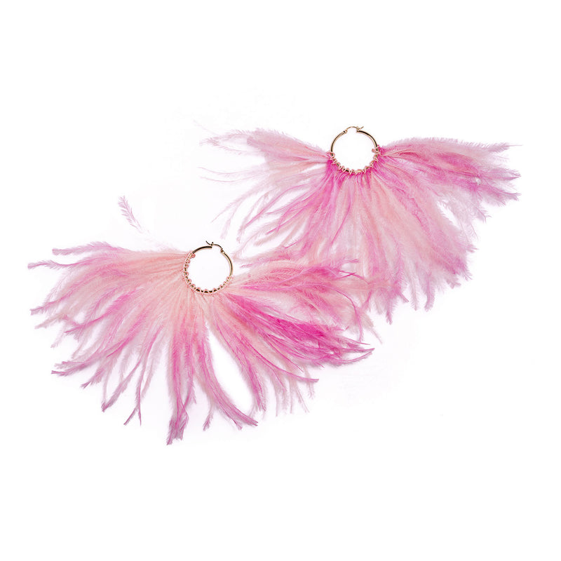 GRANDES CRÉOLES EN PLAQUÉ OR AVEC PLUME TIE AND DIE - La Môme Bijou - creole Gold Plated hoop Nulls.Net-Hidden plaqué or plume SOLDE