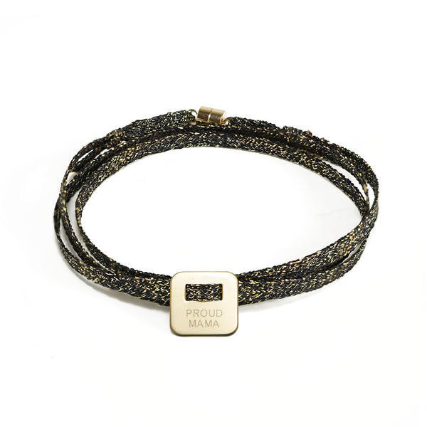 BRACELET "PROUD MAMA" - MÉDAILLE CARRÉE - La Môme Bijou - argent 925 bracelet FÊTE DES MÈRES Gold Plated plaqué or Silver 925 sizable